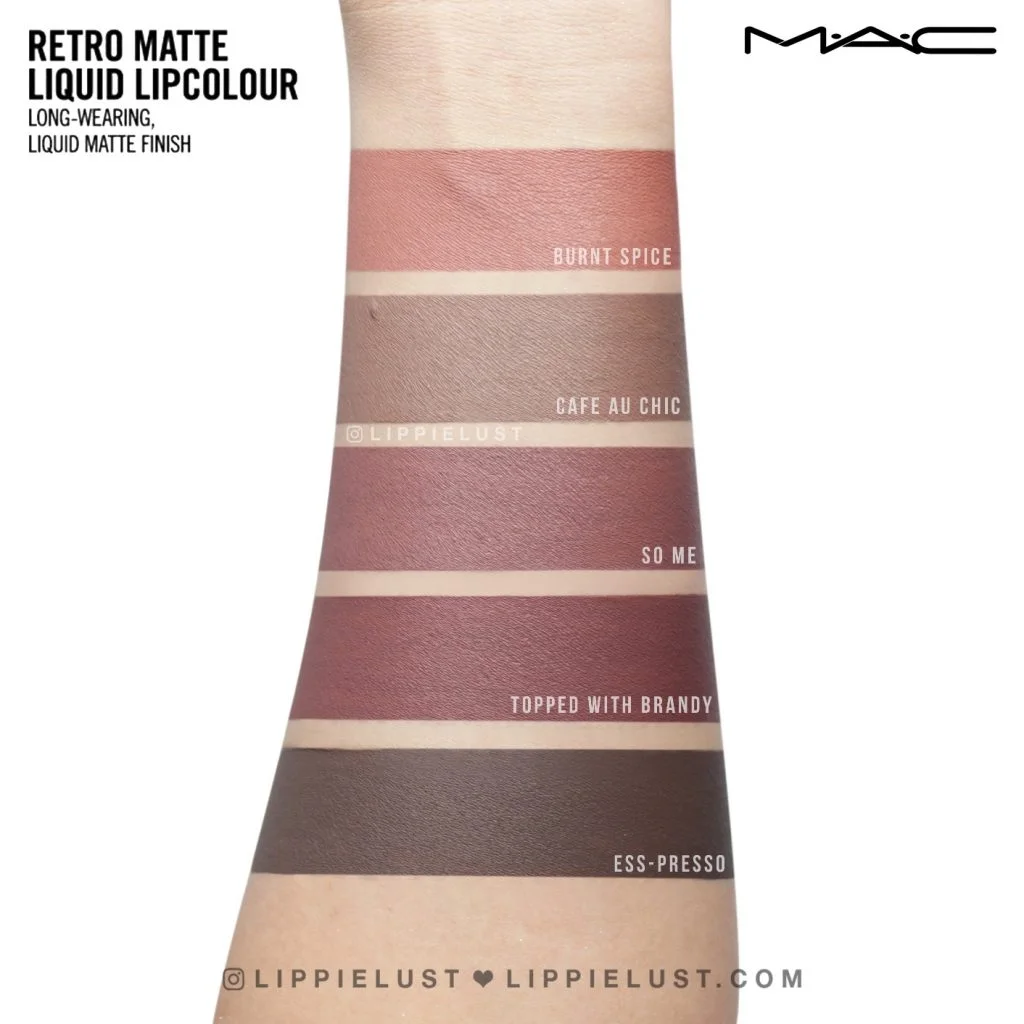 m a c retro matte liquid lip colour so me MAC Burnt Spice, Me, Topped with Brandy Lipcolours Reviews, Photos, Swatches lip style MAC Cosmetics Retro Matte Lipcolour