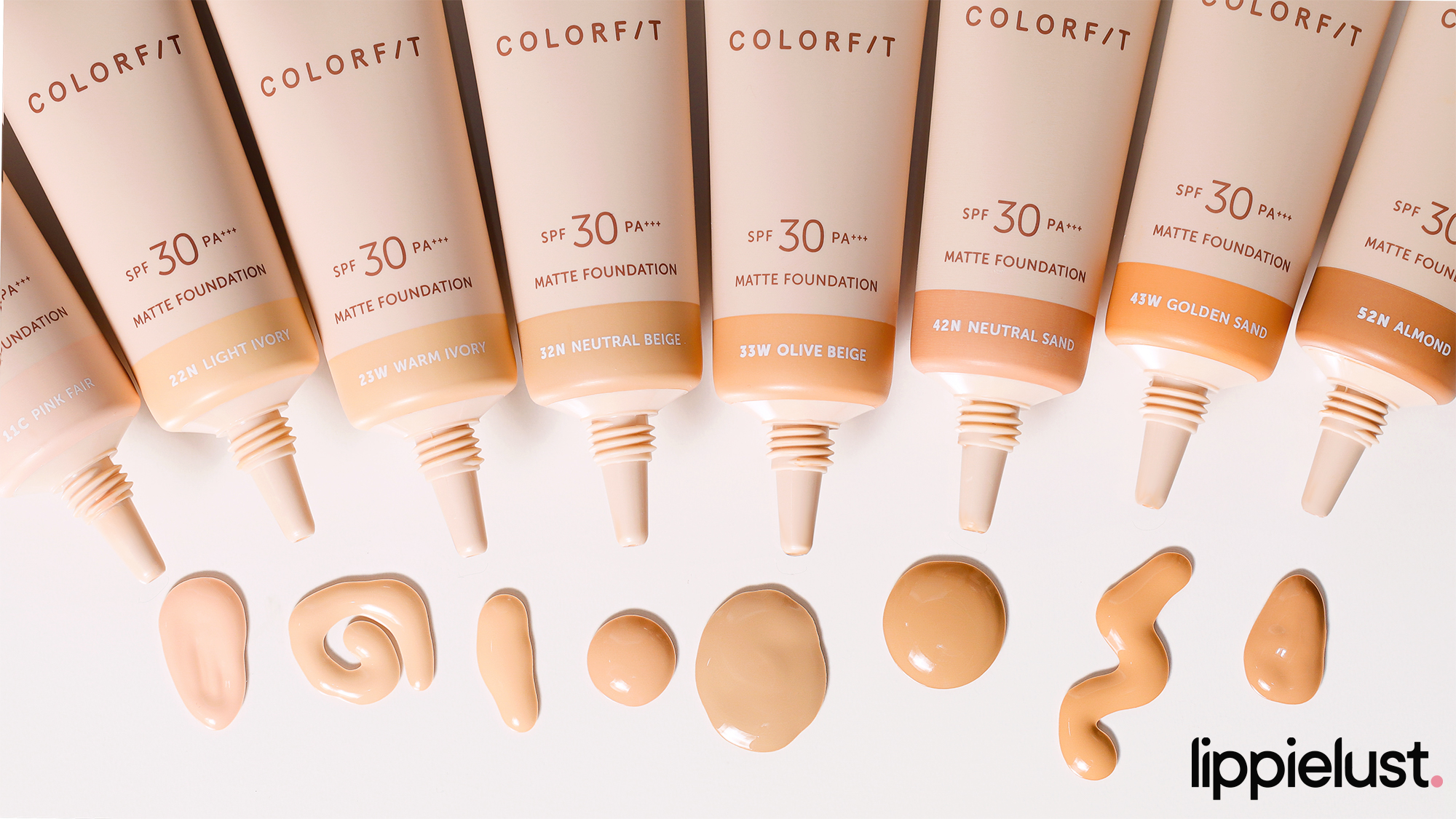  The image shows a selection of Wardah foundation shades with a caption that reads 'COLORFIT - Find your perfect match with 10 natural shades'.